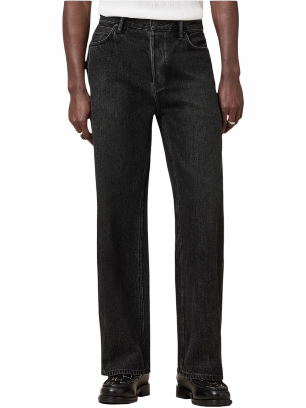 ALLSAINTS Lenny Jeans Men’s 30 Washed Black Loose Wide Leg Organic Cotton Denim